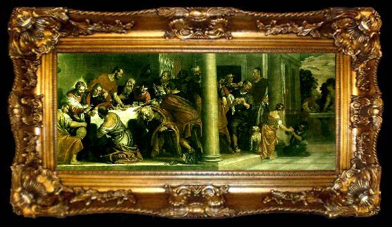 framed  Paolo  Veronese last supper, ta009-2
